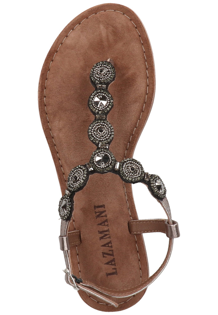 Lazamani Zehensteg Leder/Textil Schwarz - surf4shoes