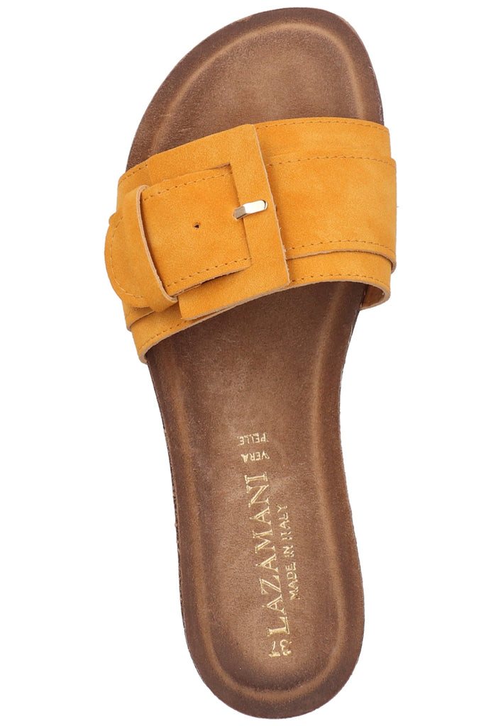 Lazamani Pantoletten Veloursleder Gelb - surf4shoes