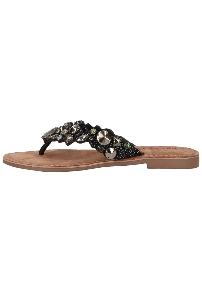 Lazamani Zehensteg Lederimitat/Textil Schwarz - surf4shoes