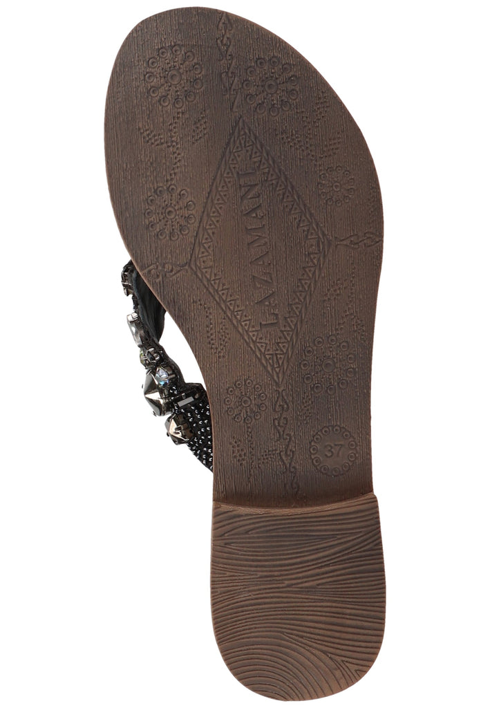 Lazamani Zehensteg Lederimitat/Textil Schwarz - surf4shoes