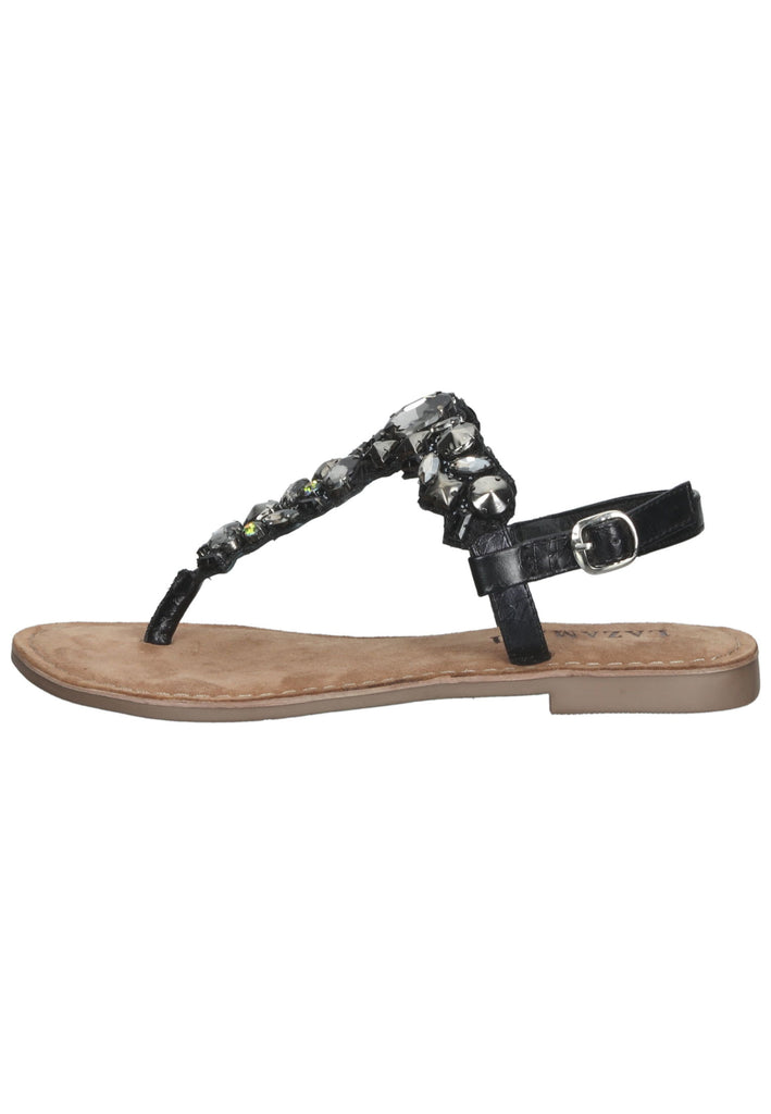 Lazamani Zehensteg Lederimitat Schwarz - surf4shoes