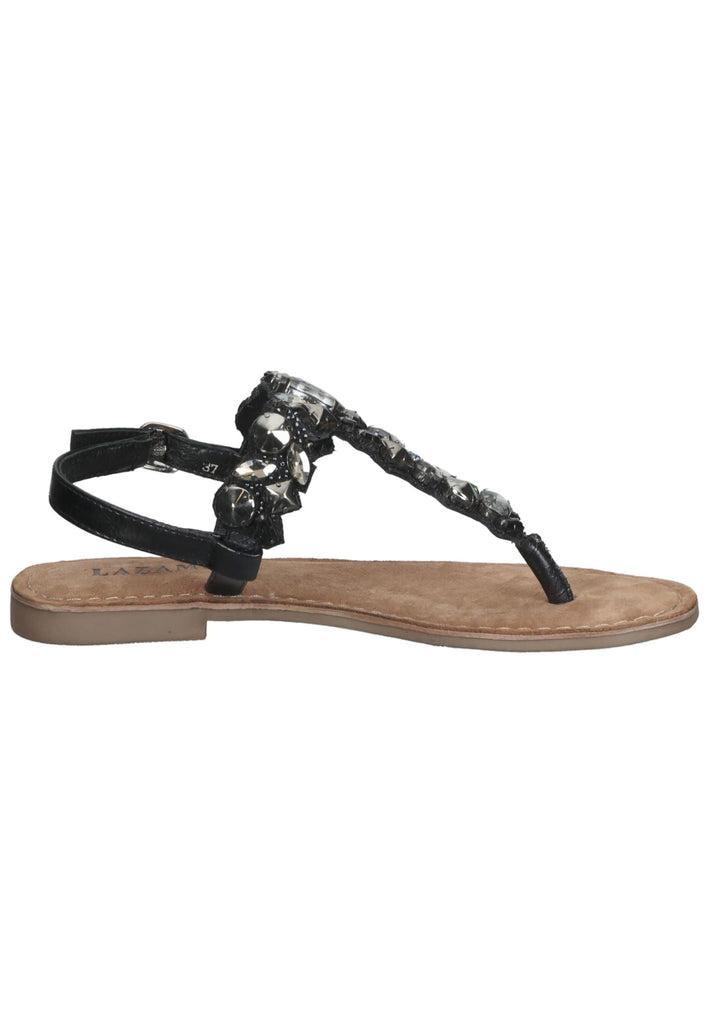 Lazamani Zehensteg Lederimitat Schwarz - surf4shoes