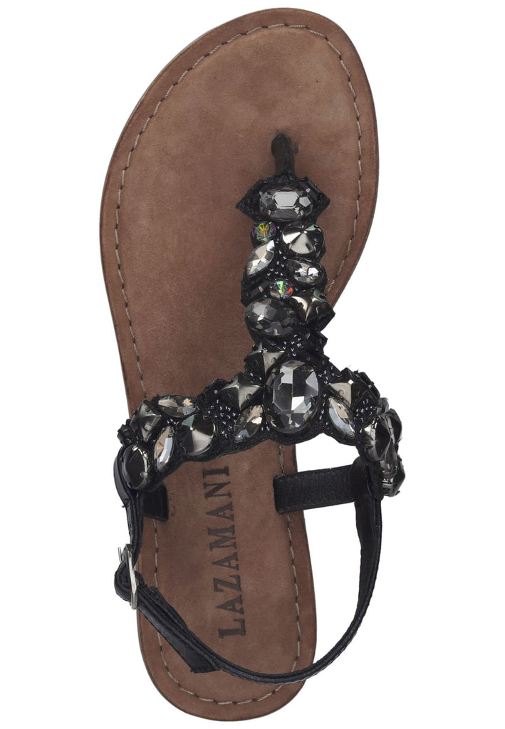 Lazamani Zehensteg Lederimitat Schwarz - surf4shoes