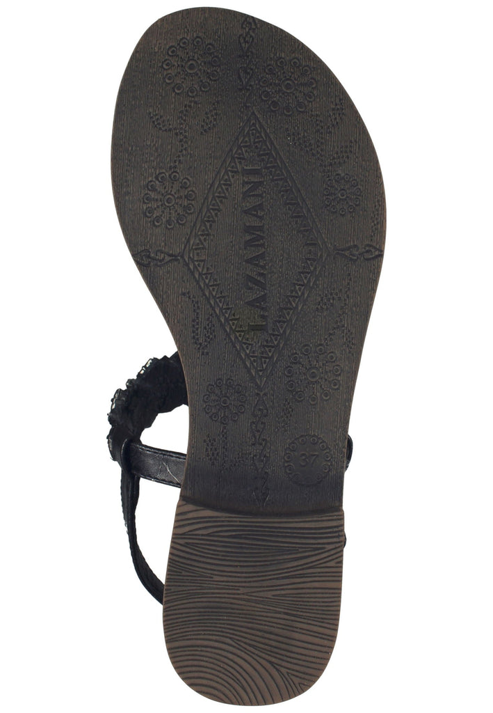Lazamani Zehensteg Lederimitat Schwarz - surf4shoes
