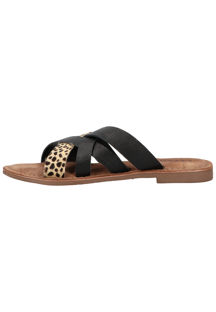 Lazamani Pantoletten Leder Braun/Beige - surf4shoes