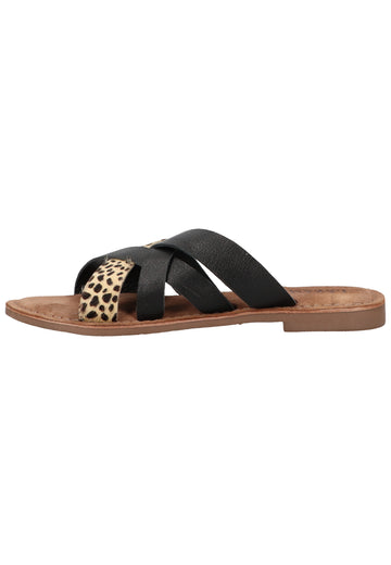 Lazamani Pantoletten Leder Braun/Beige - surf4shoes
