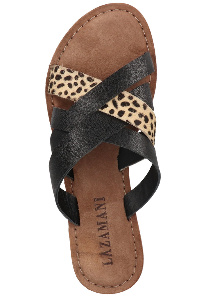 Lazamani Pantoletten Leder Braun/Beige - surf4shoes