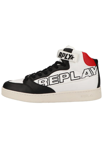 Replay Sneaker Lederimitat/Textil Weiß/Schwarz - surf4shoes