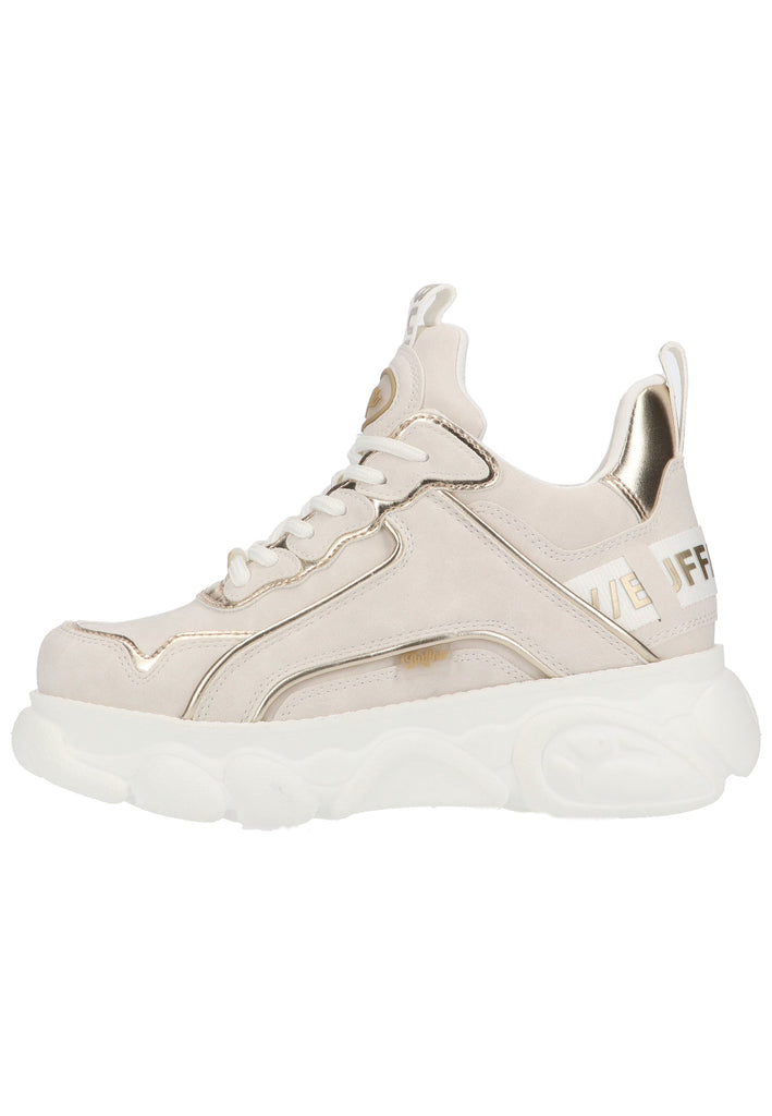 Buffalo Sneaker Lederimitat Weiß/Gold - surf4shoes