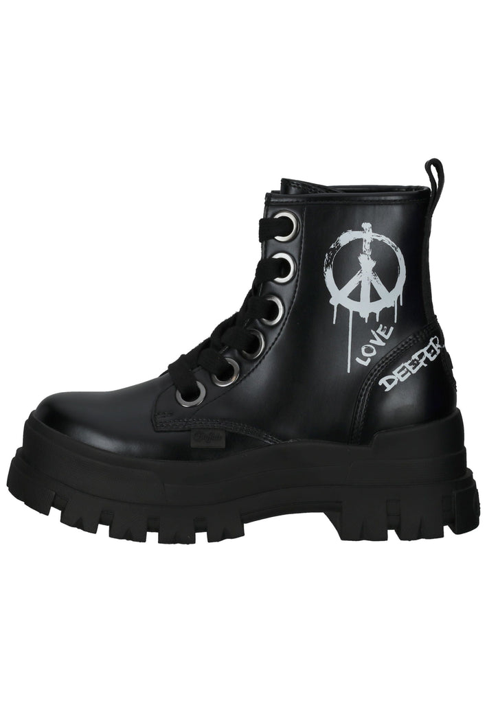 Buffalo Stiefelette Lederimitat Schwarz/Weiß - surf4shoes