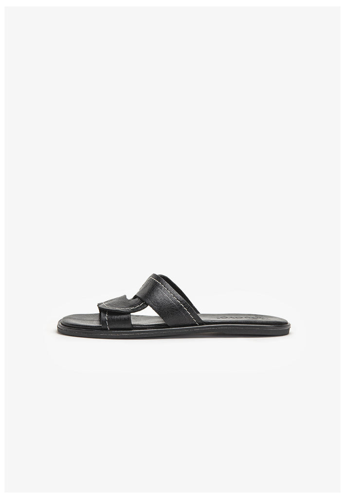 Inuovo Pantoletten Leder Schwarz - surf4shoes