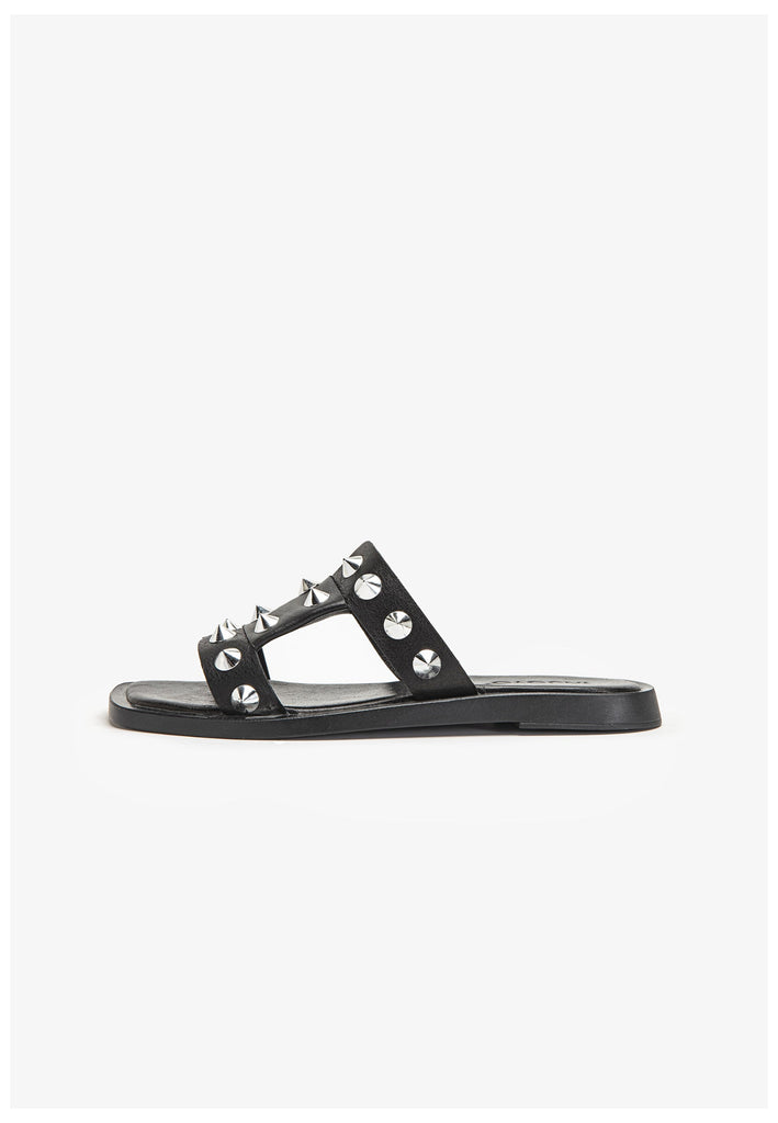 Inuovo Pantoletten Leder Schwarz - surf4shoes