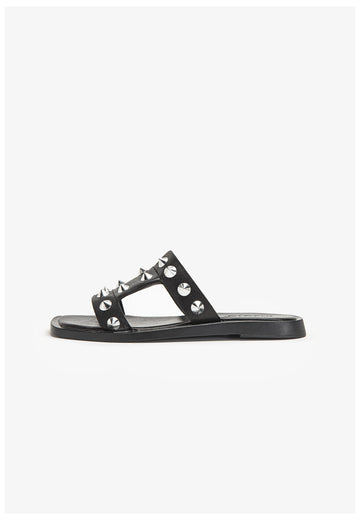 Inuovo Pantoletten Leder Schwarz - surf4shoes