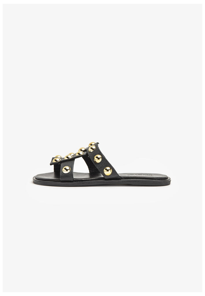 Inuovo Pantoletten Leder Schwarz - surf4shoes
