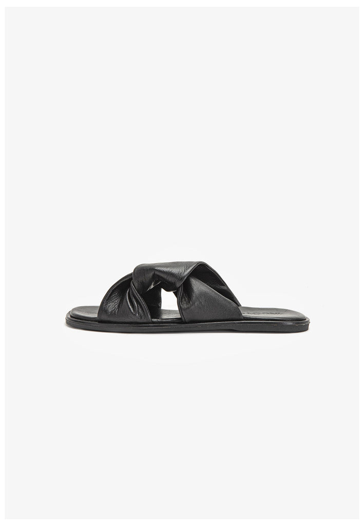 Inuovo Pantoletten Leder Schwarz - surf4shoes