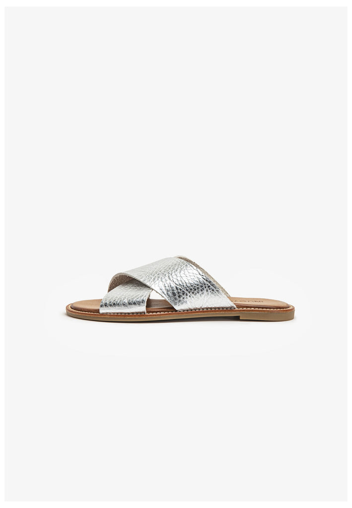 Inuovo Pantoletten Leder Silber - surf4shoes