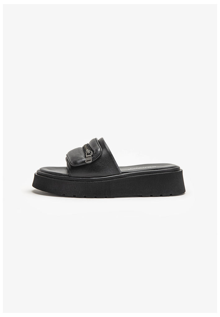 Inuovo Pantoletten Leder Schwarz - surf4shoes
