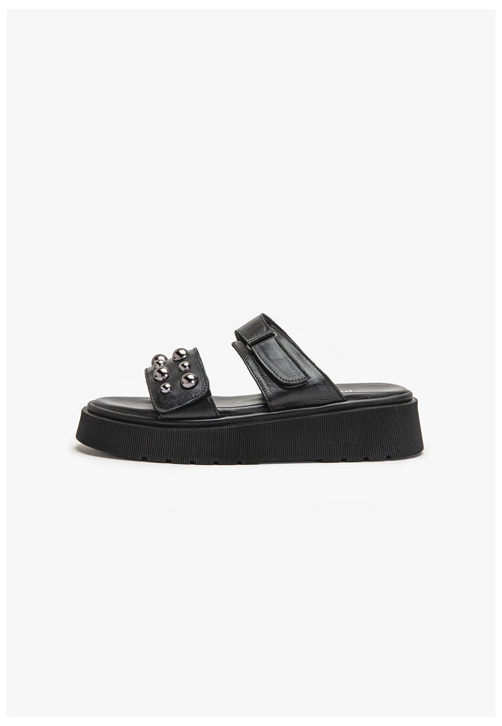 Inuovo Pantoletten Leder Schwarz - surf4shoes