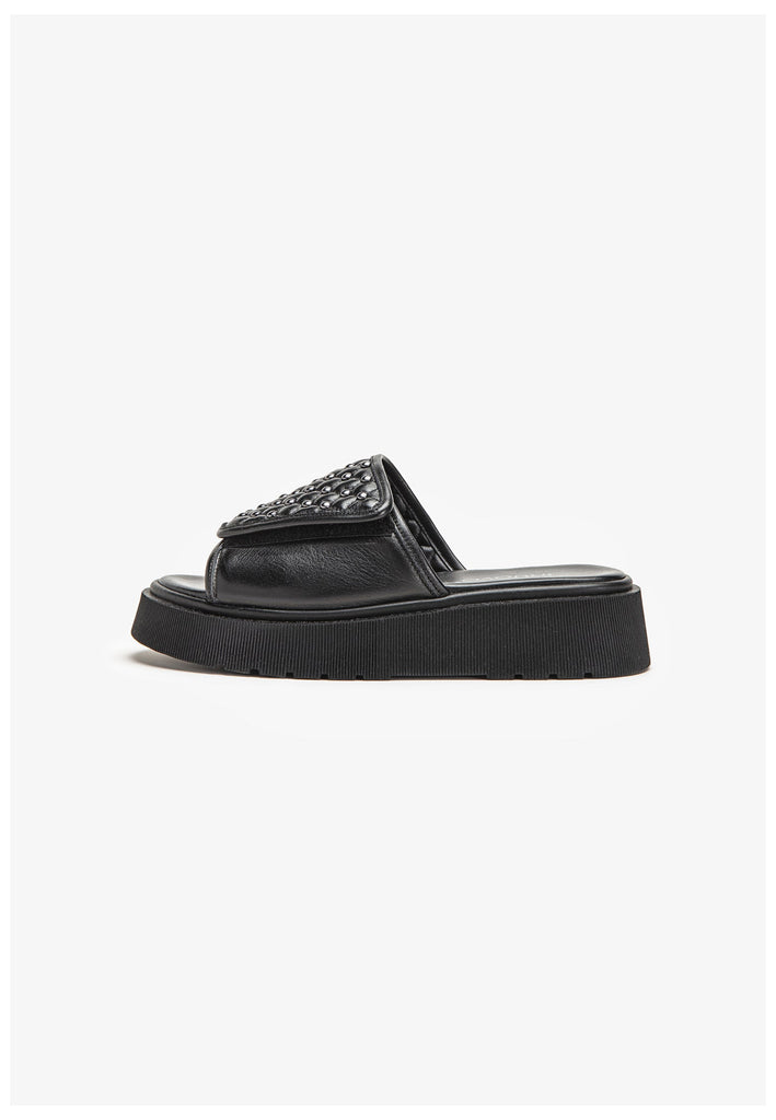 Inuovo Pantoletten Leder Schwarz - surf4shoes