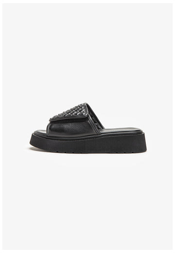 Inuovo Pantoletten Leder Schwarz - surf4shoes