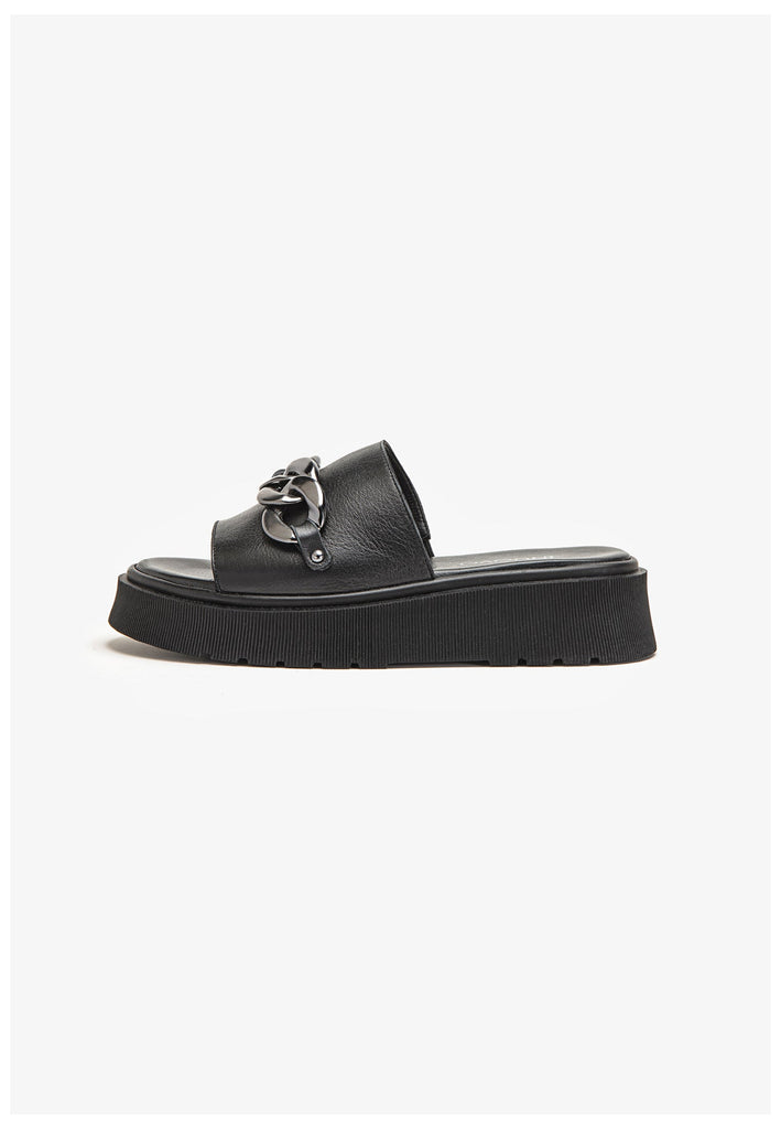 Inuovo Pantoletten Leder Schwarz - surf4shoes