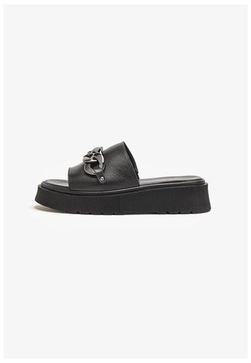 Inuovo Pantoletten Leder Schwarz - surf4shoes
