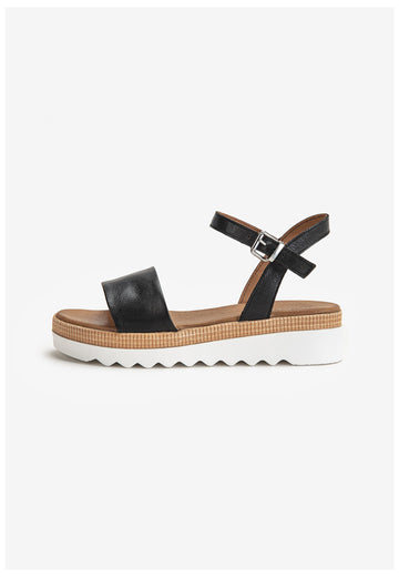 Inuovo Sandalen Leder Schwarz/Weiß - surf4shoes