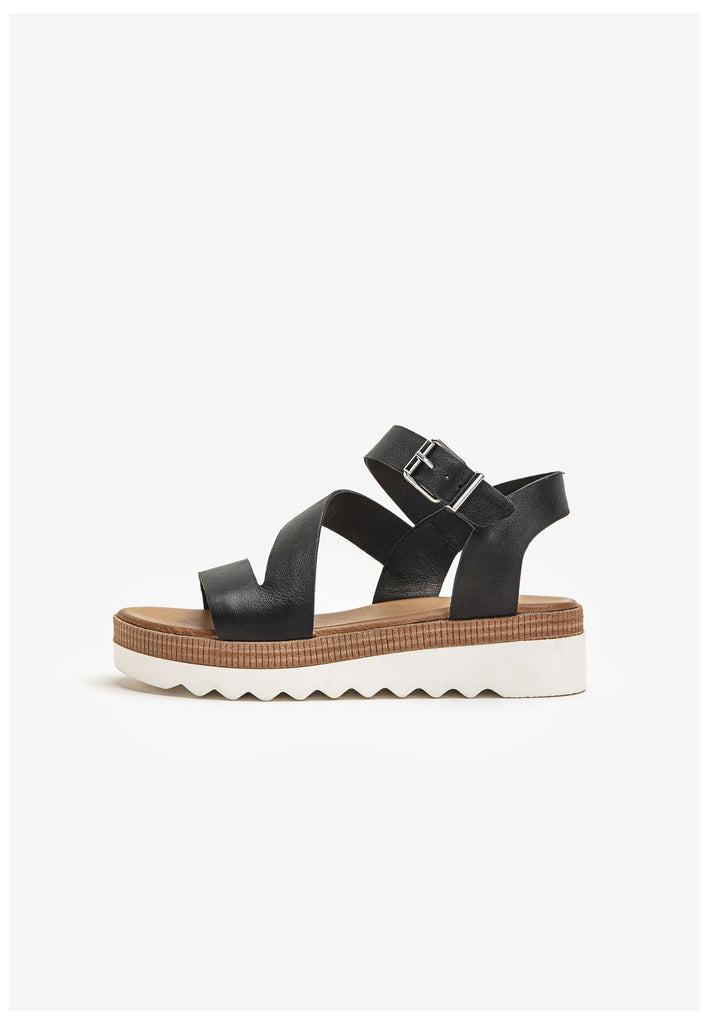 Inuovo Sandalen Leder Schwarz/Weiß - surf4shoes
