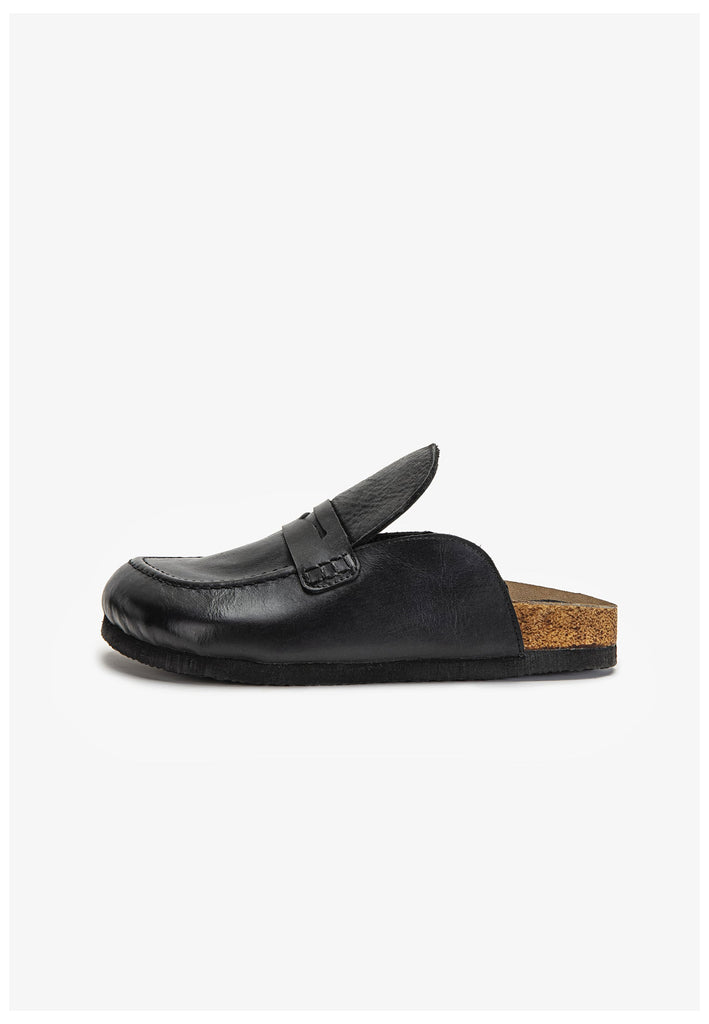 Inuovo Pantoletten Leder Schwarz - surf4shoes