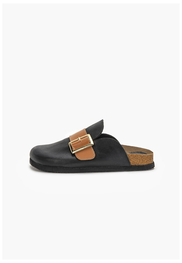 Inuovo Pantoletten Leder Schwarz - surf4shoes