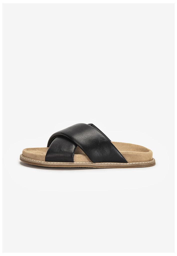 Inuovo Pantoletten Leder Schwarz - surf4shoes