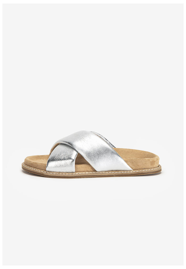 Inuovo Pantoletten Leder Silber - surf4shoes