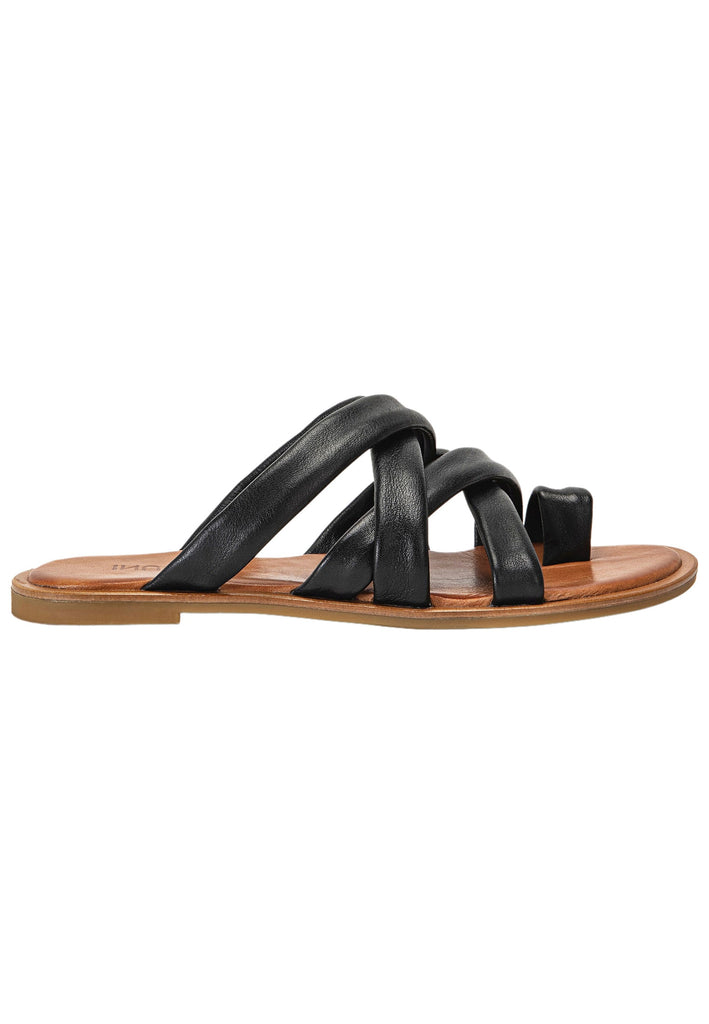 Inuovo Pantoletten Leder Schwarz/Beige - surf4shoes