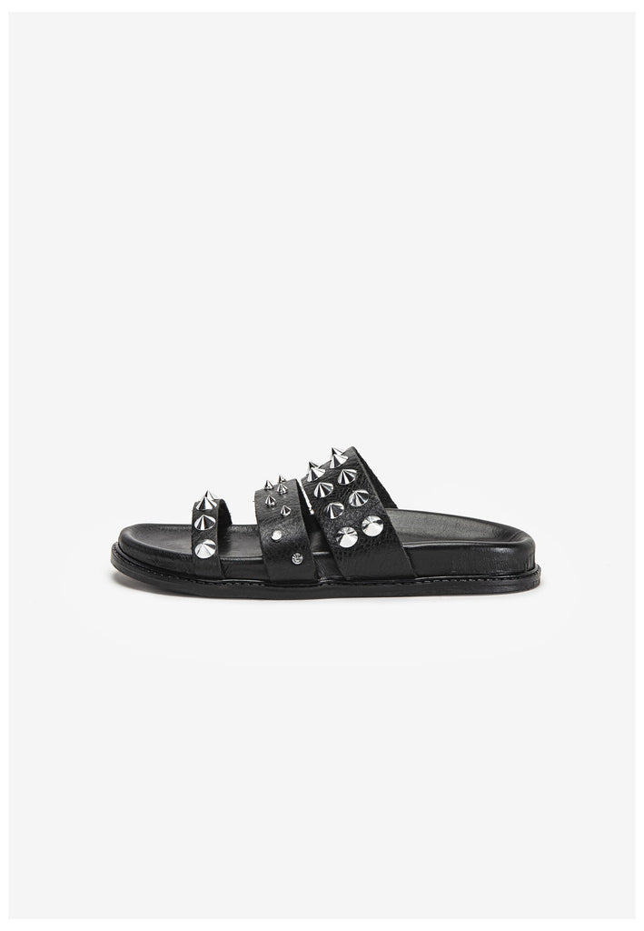 Inuovo Pantoletten Leder Schwarz - surf4shoes