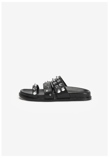 Inuovo Pantoletten Leder Schwarz - surf4shoes