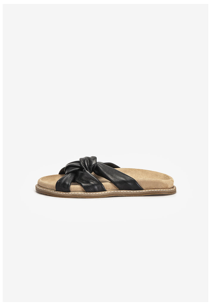 Inuovo Pantoletten Leder Schwarz - surf4shoes