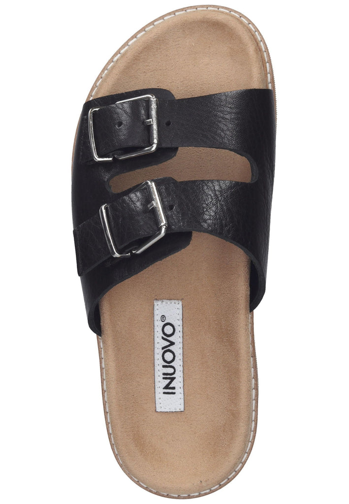 Inuovo Pantoletten Leder Schwarz - surf4shoes