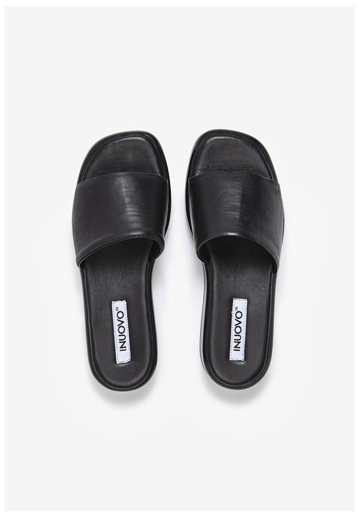Inuovo Pantoletten Leder Schwarz - surf4shoes