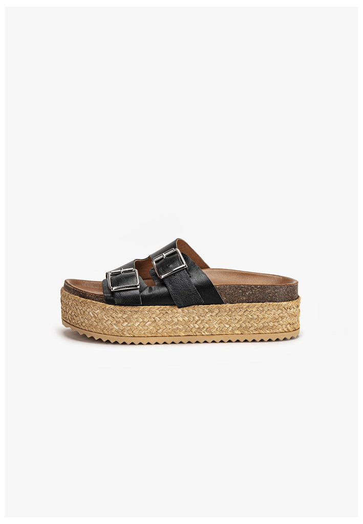 Inuovo Pantoletten Leder Schwarz - surf4shoes
