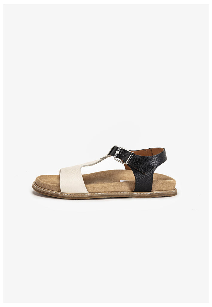 Inuovo Sandalen Leder Beige/Schwarz - surf4shoes