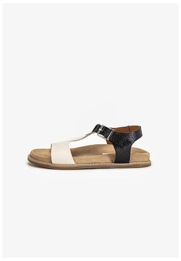 Inuovo Sandalen Leder Beige/Schwarz - surf4shoes