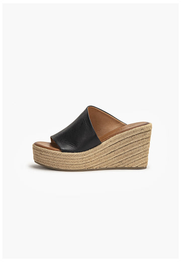 Inuovo Pantoletten Leder Schwarz - surf4shoes