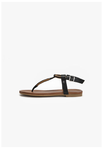 Inuovo Sandalen Leder/Textil Schwarz/Braun - surf4shoes