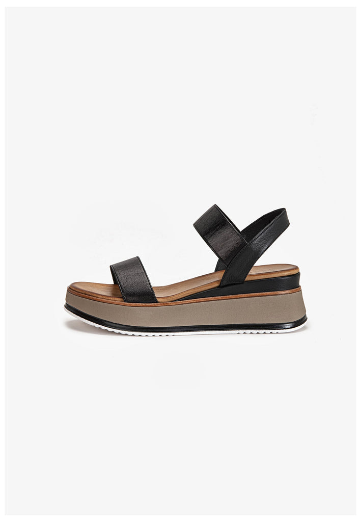 Inuovo Sandalen Leder/Textil Schwarz - surf4shoes