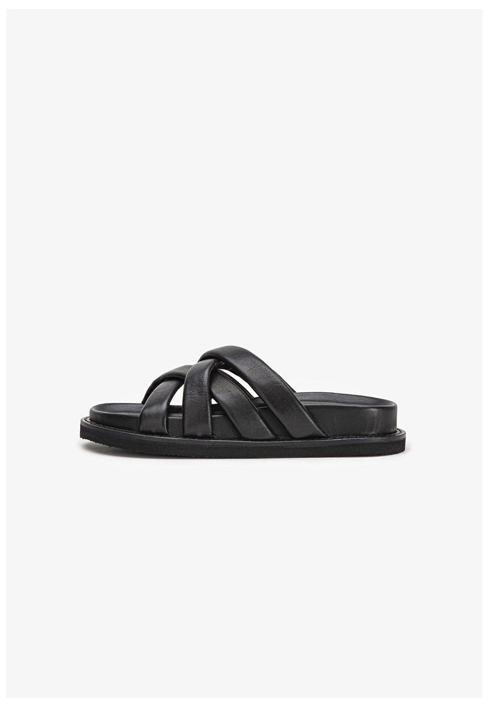 Inuovo Pantoletten Leder Schwarz - surf4shoes