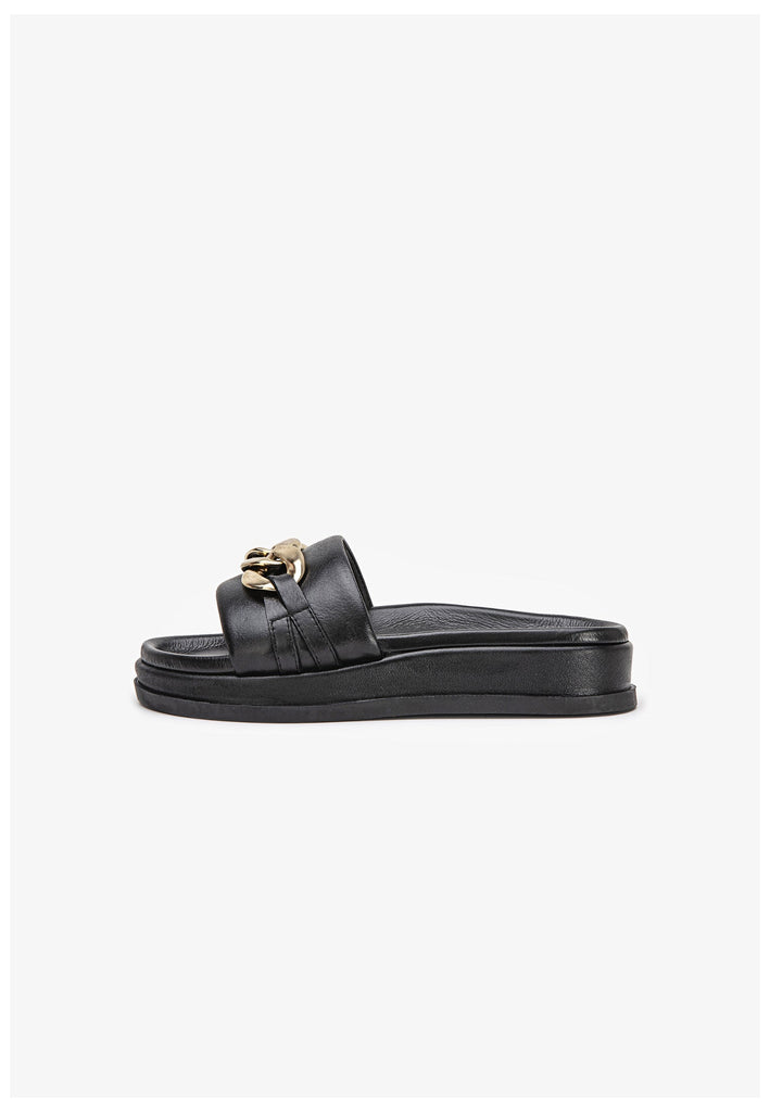 Inuovo Pantoletten Leder Schwarz - surf4shoes