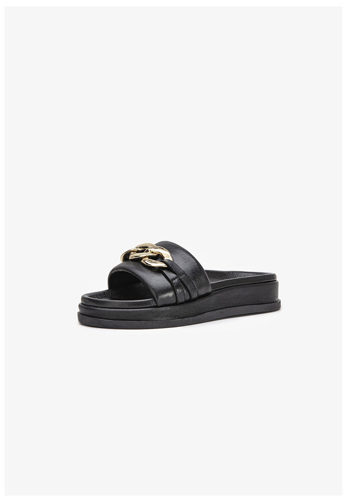 Inuovo Pantoletten Leder Schwarz - surf4shoes