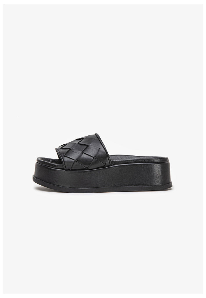 Inuovo Pantoletten Leder Schwarz - surf4shoes