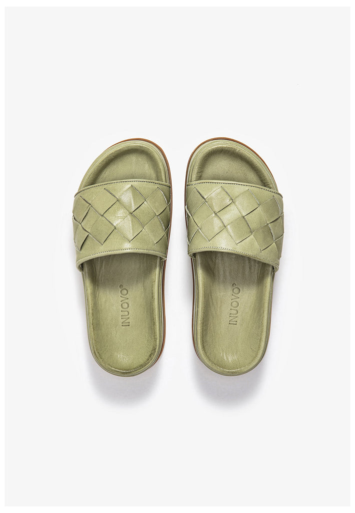Inuovo Pantoletten Leder Olive - surf4shoes