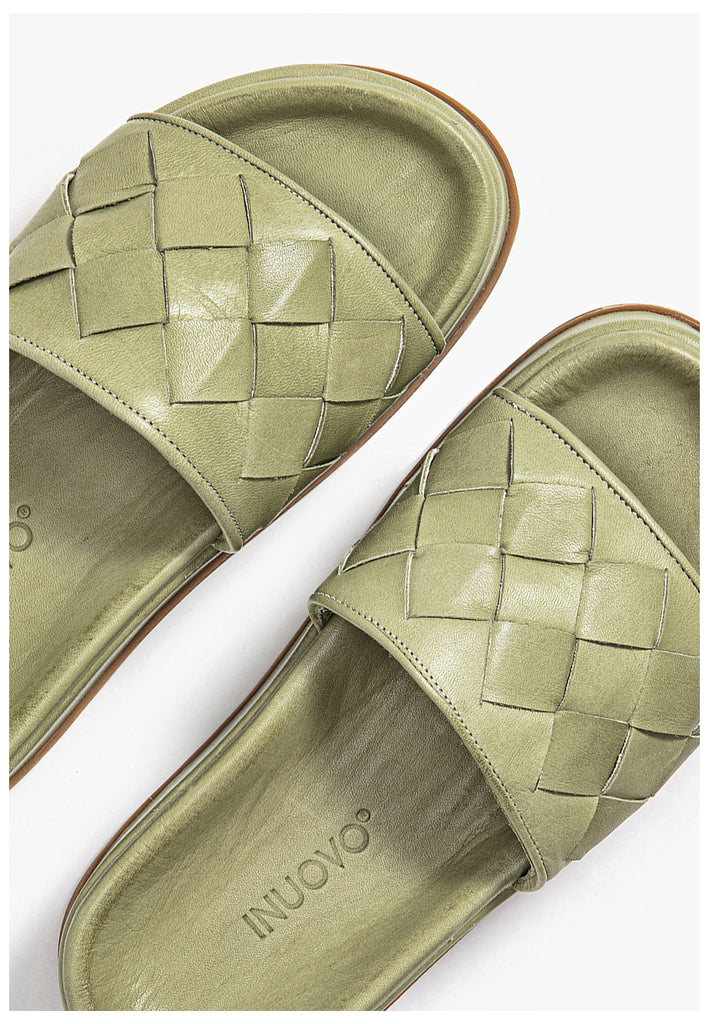 Inuovo Pantoletten Leder Olive - surf4shoes